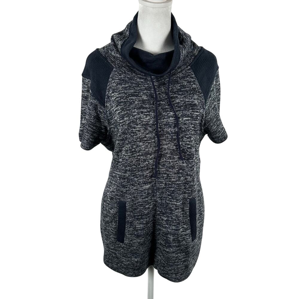 Vince Camuto Short Sleeve Sweatshirt Top Navy Small Athleisure Lounge Streetwear